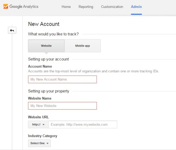 Google Analytics new-account